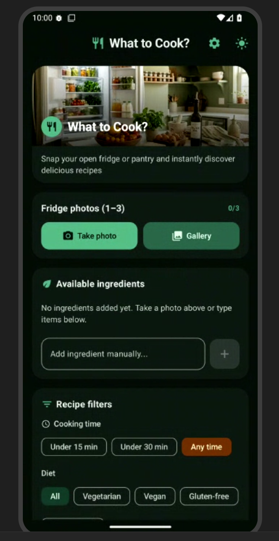 Screenshot of the app What to Cook?